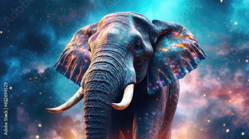 Elephant Nebulae And Galaxies Float In Space In The Smokelike Clouds Of Gas. Generative AI