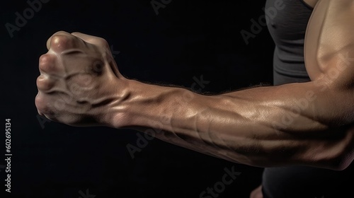 Taut Forearm During A Wrist Curl. Generative AI photo