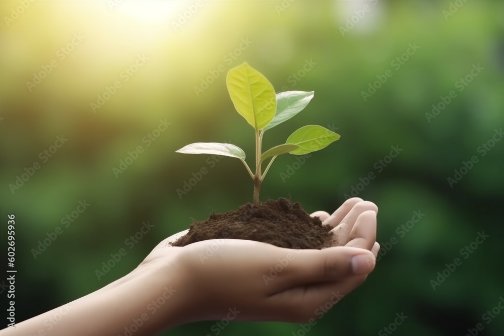 life hand green leaf nature care agriculture plant ecology growth. Generative AI. life hand green leaf nature care agriculture plant ecology growth. Generative AI.