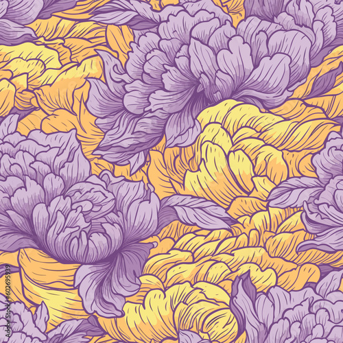 Seamless Colorful Peony Pattern.

Seamless pattern of peonys in colorful style. Add color to your digital project with our pattern!
