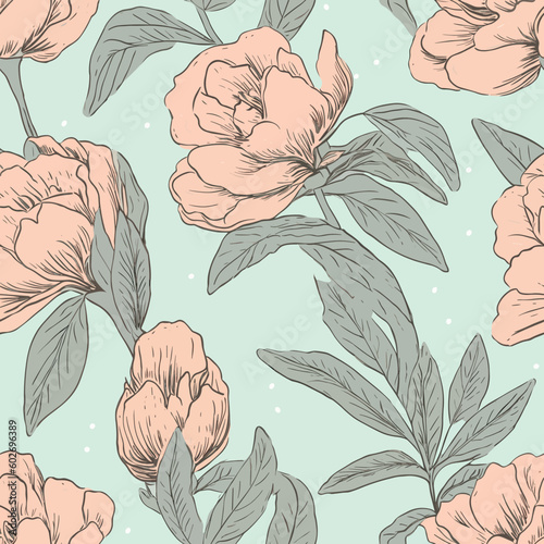 Seamless Colorful Peony Pattern.

Seamless pattern of peonys in colorful style. Add color to your digital project with our pattern!
