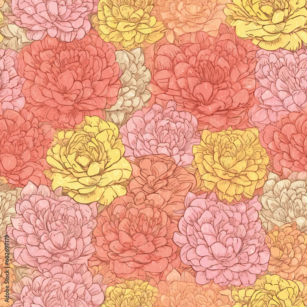 Seamless Colorful Peony Pattern.
Seamless pattern of peonys in colorful style. Add color to your digital project with our pattern!
Seamless Colorful Peony Pattern.
Seamless pattern of peonys in colorful style. Add color to your digital project with our pattern!