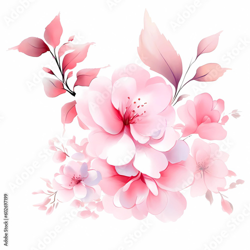 Realistic pink cherry blossom branch made by generative ai