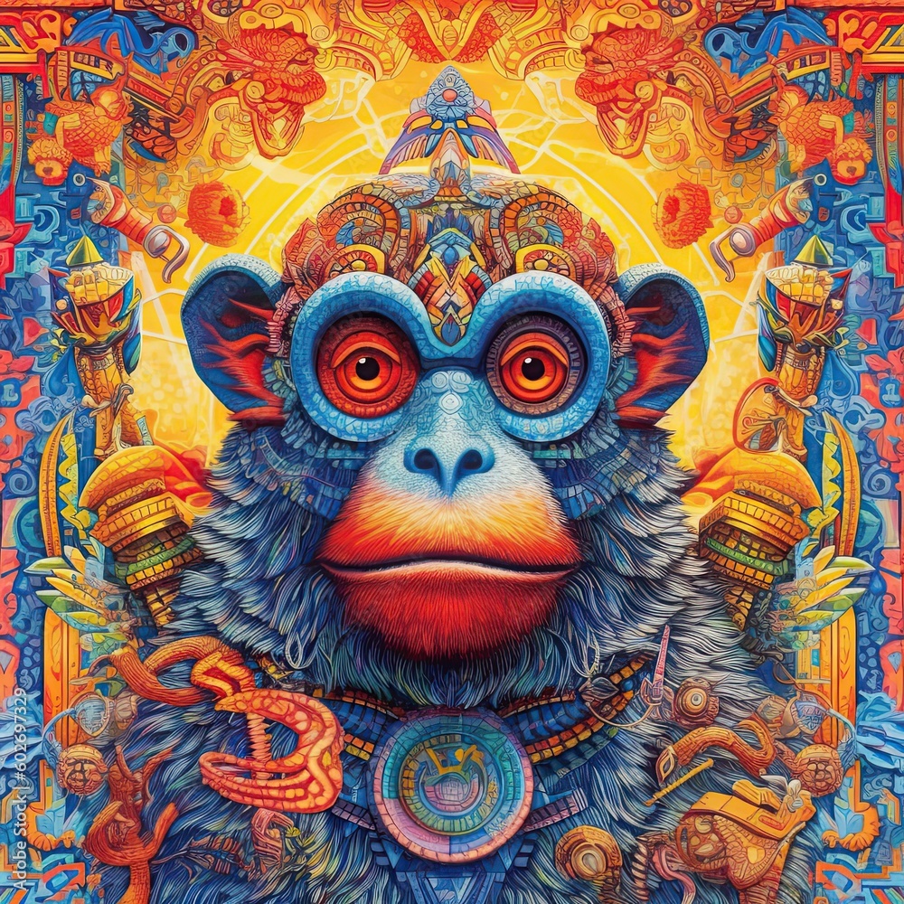 Illustration of a animal and abstract art, AI Generated Illustration of a animal and abstract art, AI Generated