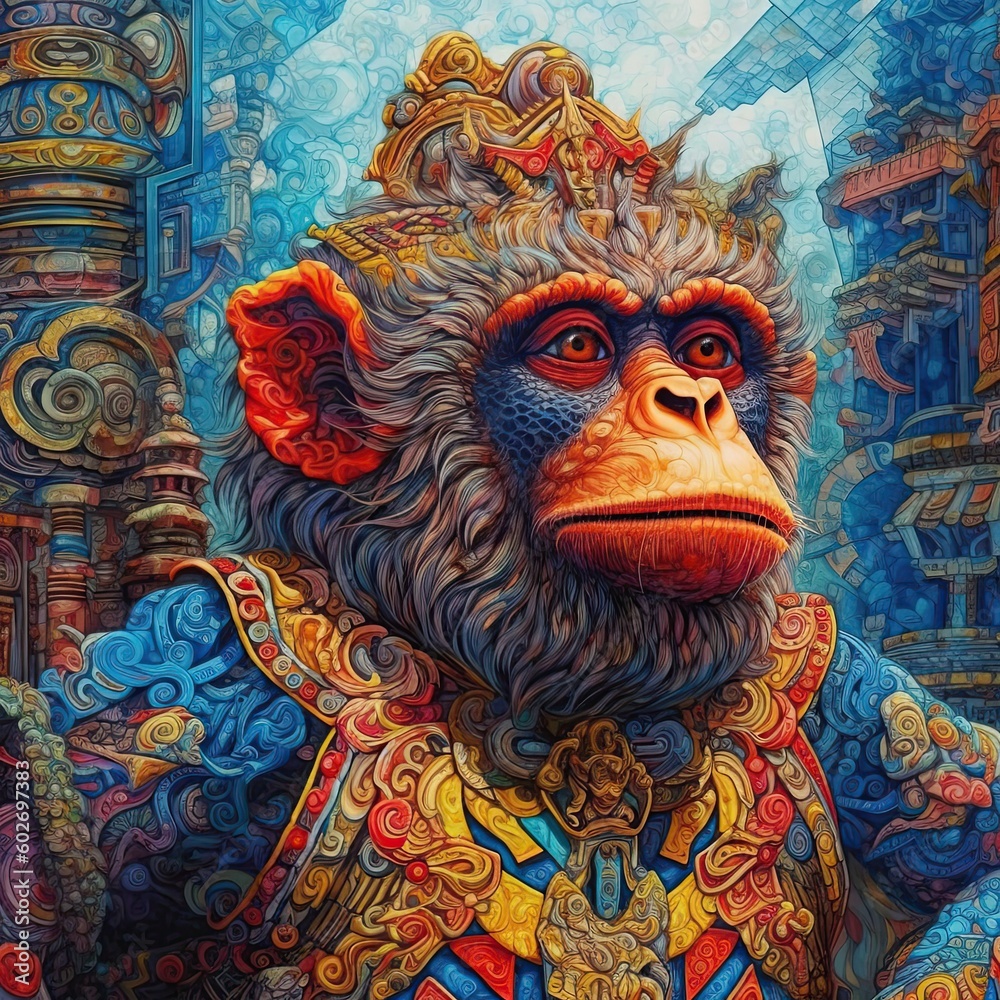 Fototapeta premium Illustration of a animal and abstract art, AI Generated