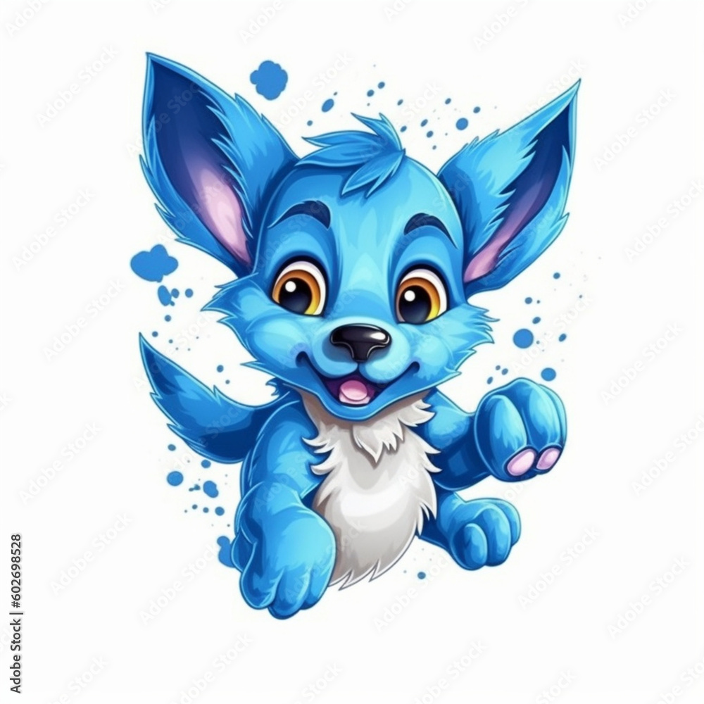 blue fox with eyes