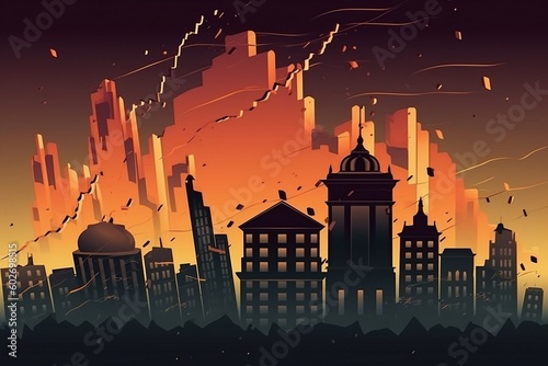Stock market collapse concept illustration-generative ai