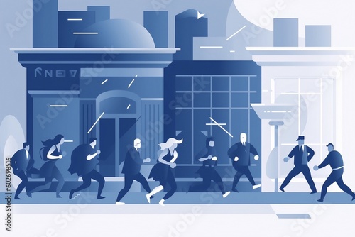Bank run concept illustration- generative ai