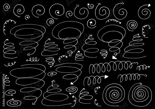 手描きの落書きの回転する矢印
