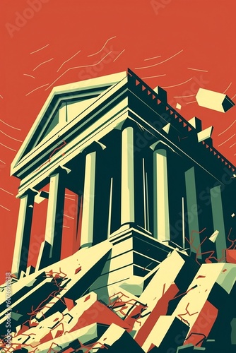 Bank collapse illustration concept vertical orientation- generative ai 
