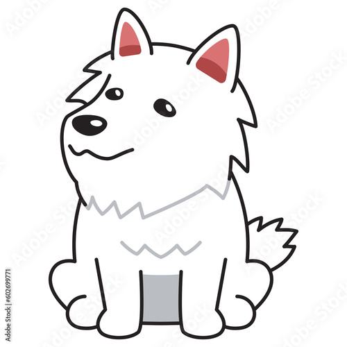 Cartoon cute white dog for design.