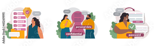 Personal data security set. Information privacy and confidentiality
