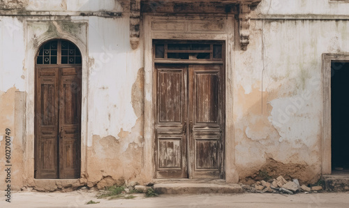 Zanzibar street and old buildings. Generated by AI