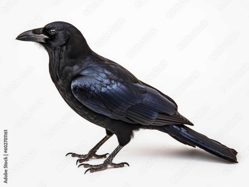 Obraz premium A black american crow on a white background