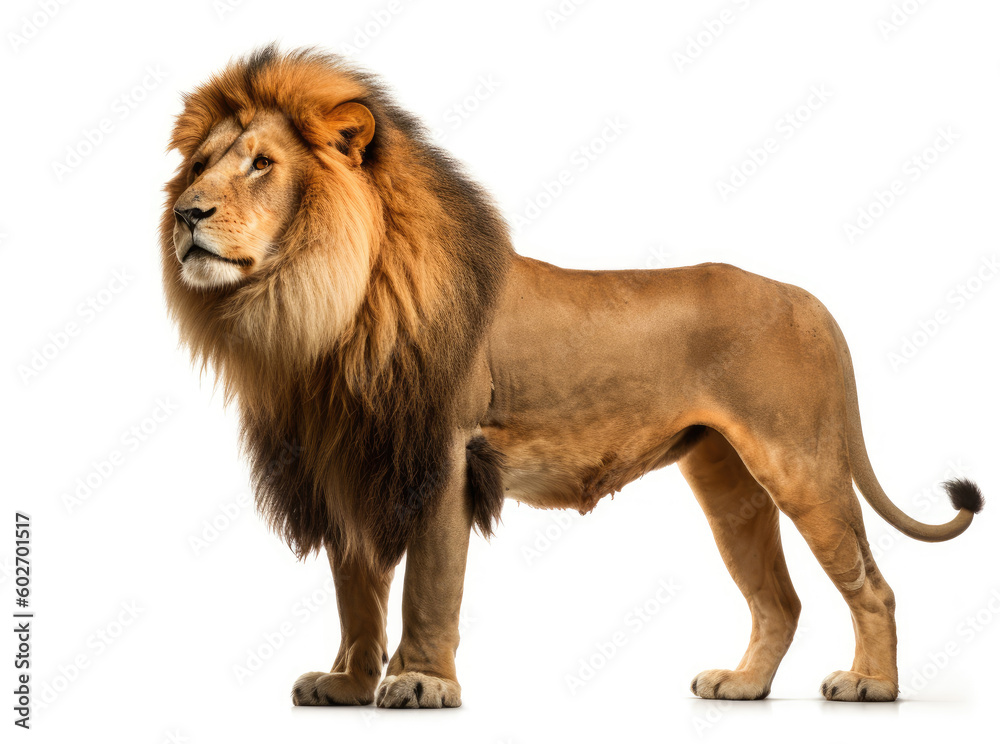 Male lion isolated on white background