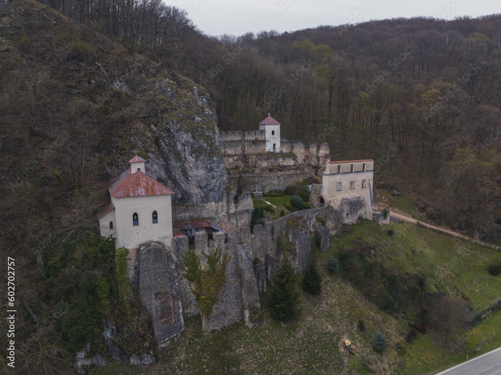 The ruins of a monastery in the village of Opatova nad Vahom in the district of Trencin in Slovakia