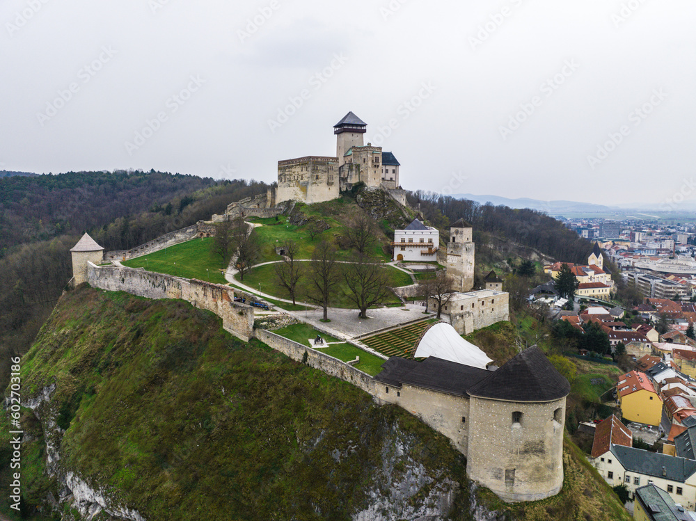 Aerial view of the castle in the city of Trencin in Slovakia
