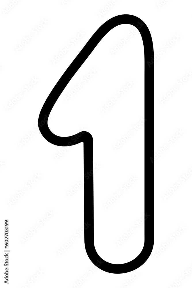 Unit Number One With Rounded Corners Arabic Number Symbol Sketch unit-number-one-with-rounded-corners-arabic-number-symbol-sketch