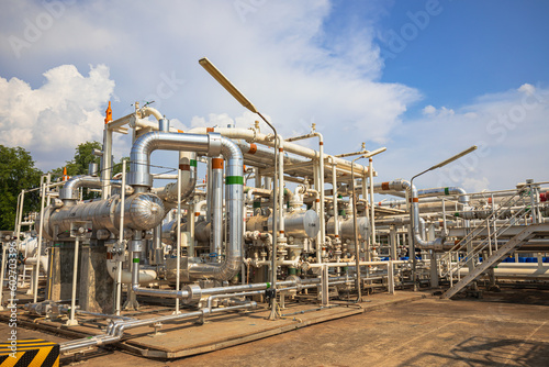 Scene afternoon of tank oil refinery plant tower and column tank oil of Petrochemistry