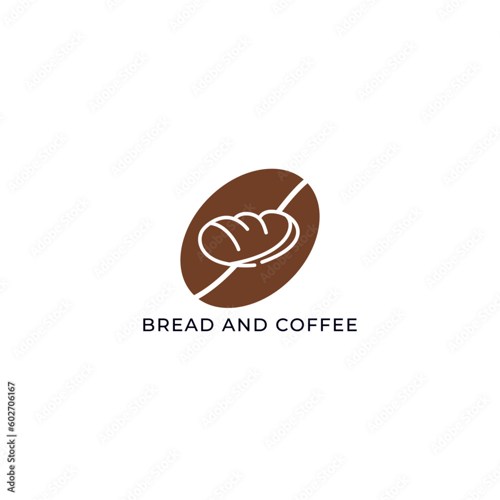 ILLUSTRATION ABSTRACT SIMPLE COFFEE AND BREAD BAKERY BROWN COLOR LOGO ICON MINIMALIST DESIGN TEMPLATE VECTOR