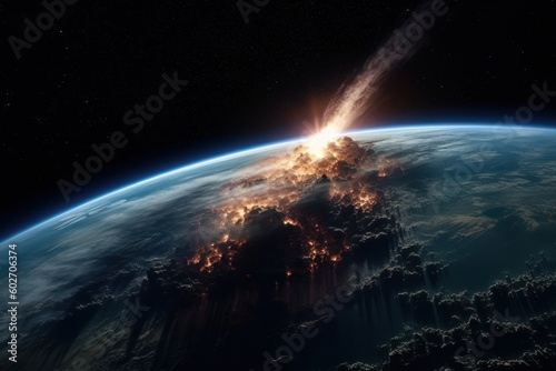 Comet striking planet earth - generative ai