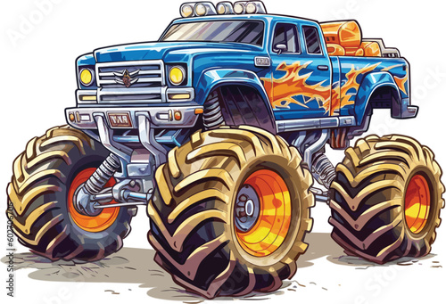 Monster truck cartoon illustration