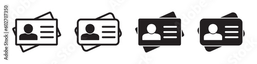 Id card icon. Id card badge icon. Identification card, driver's license icon. Vector illustration.