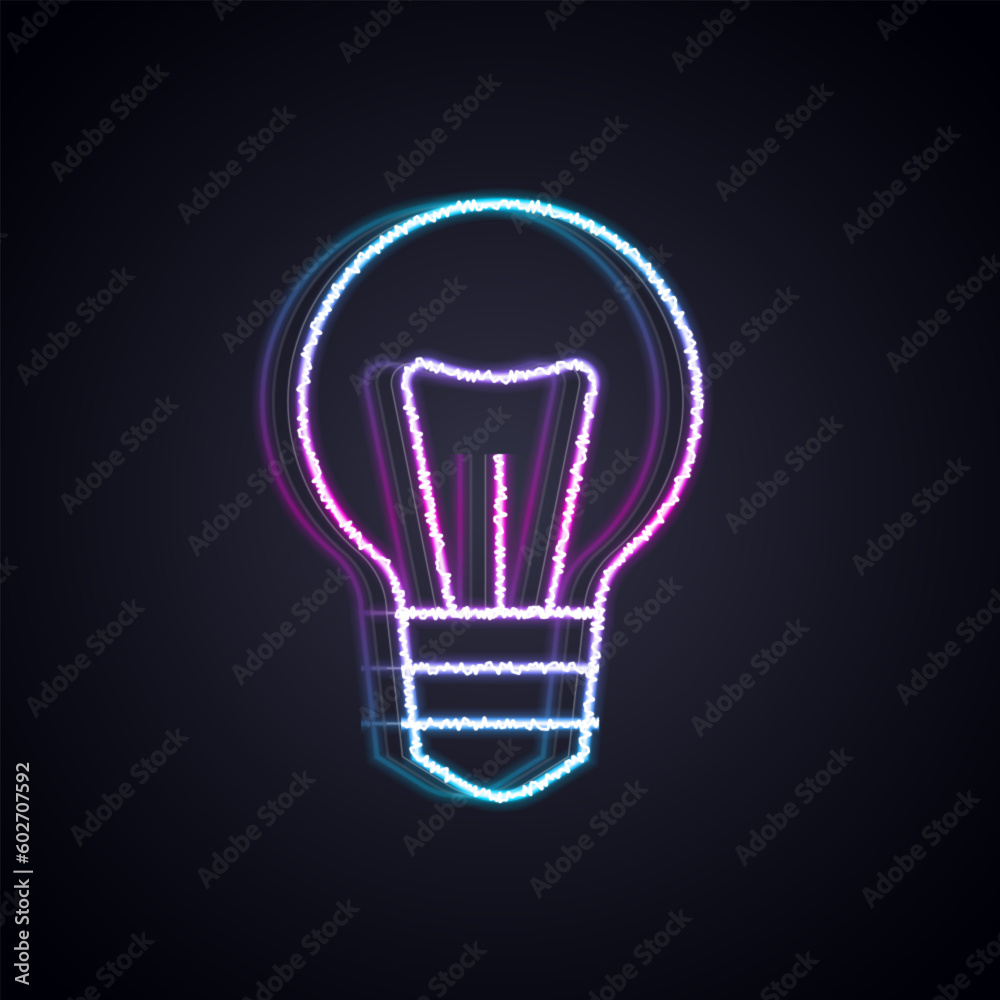 Glowing neon line Light bulb with concept of idea icon isolated on black background. Energy and idea symbol. Inspiration concept. Vector Glowing neon line Light bulb with concept of idea icon isolated on black background. Energy and idea symbol. Inspiration concept. Vector