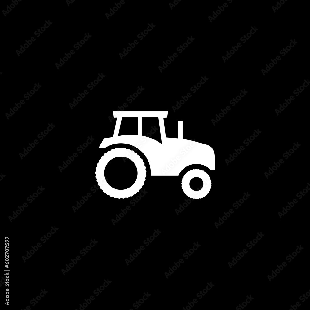 Tractor icon simple sign isolated on black background Tractor icon simple sign isolated on black background