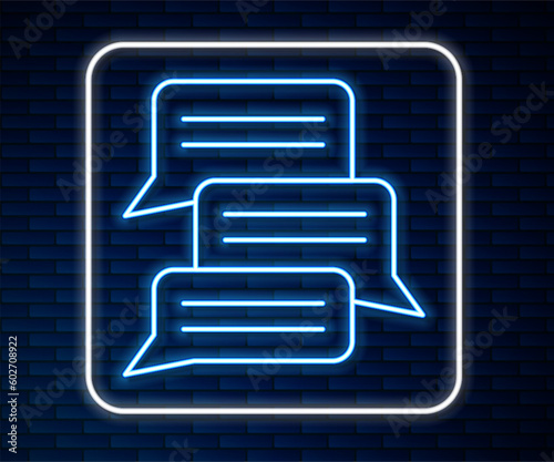Glowing neon line Online psychological counseling distance icon isolated on brick wall background. Psychotherapy, psychological help, psychiatrist online consulting. Vector