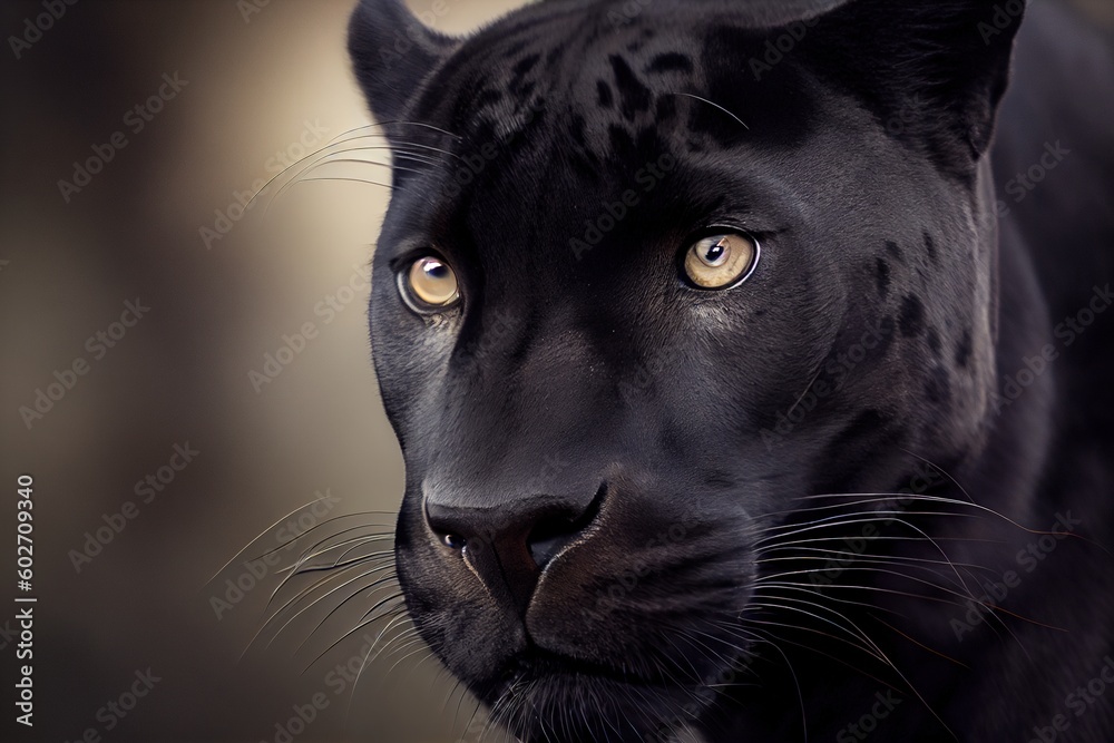 close up of a black leopard