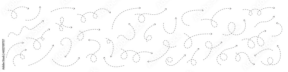 © Maksim - Curved dotted arrow. Zigzag arrow stripes design with dotted lines.