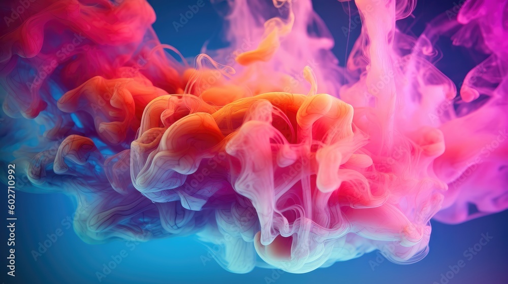 Colorful rainbow paint drops mixing in water. Generative AI Colorful rainbow paint drops mixing in water. Generative AI