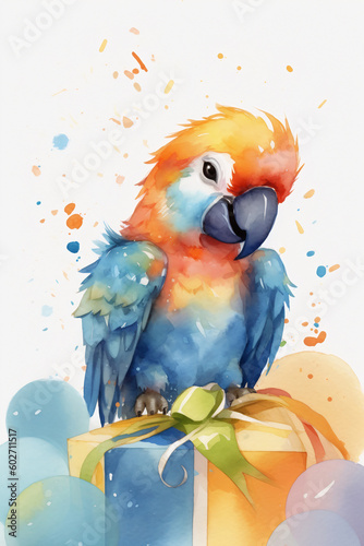 Party Cute Parrot Animal Birthday Celebration Ai Generative