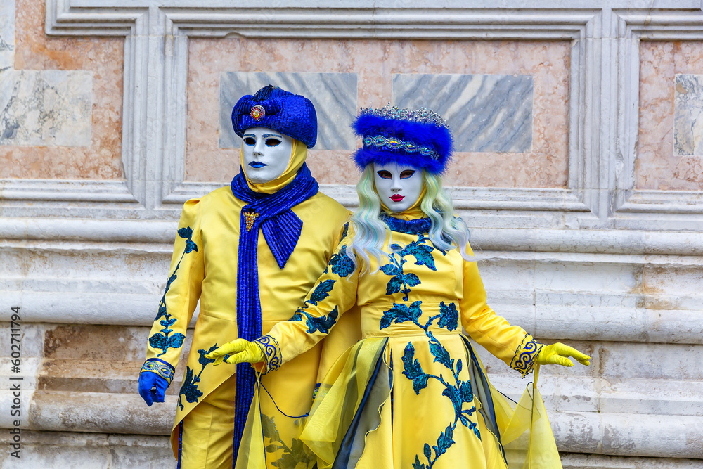 Gorgeous couple in masks during the Carnival of Venice