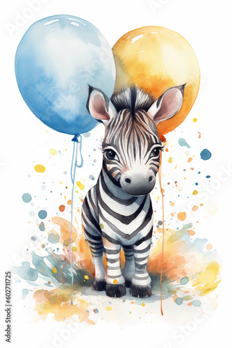 Baby zebra Party Cute Animal Birthday Celebration Ai Generative
