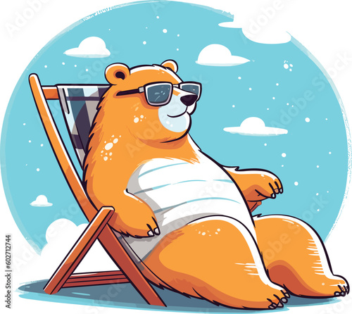 Bear on a beach cartoon
