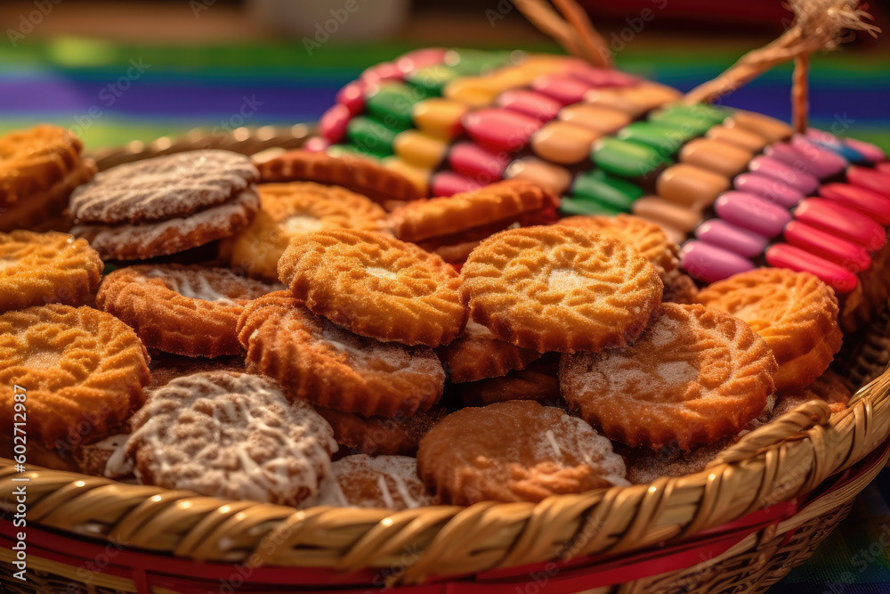 Typical party sweets on the table, traditional Brazilian food from June Festival of Saint John. Generative AI