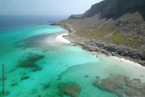Aerial Drone Footage of Socotra Island - Capturing the Breathtaking Turquoise Waters Surrounding This Remote Yemeni Paradise.