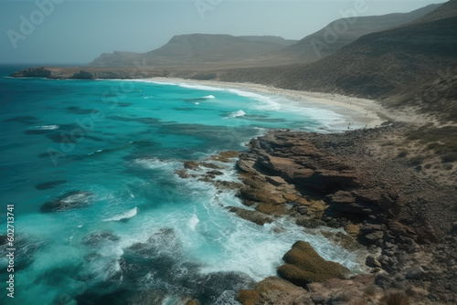 Aerial Drone Footage of Socotra Island - Capturing the Breathtaking Turquoise Waters Surrounding This Remote Yemeni Paradise.