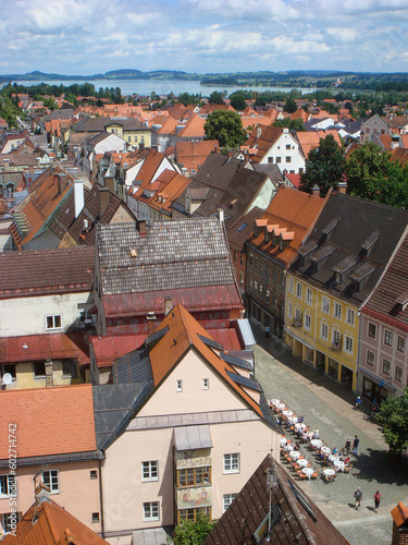 Panoramic aerial view of the city on a summer day. Fussen.Germany.