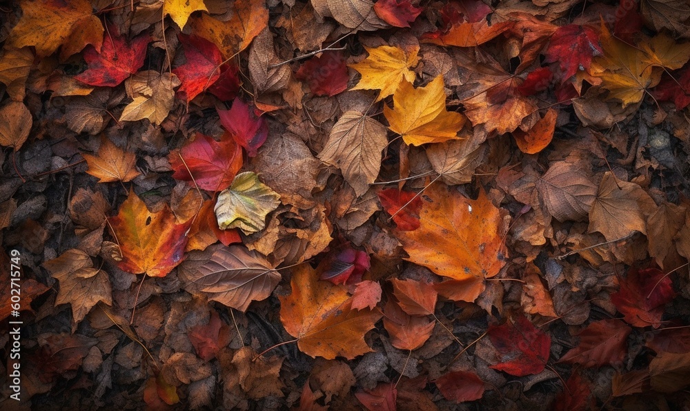  a bunch of leaves that are laying on the ground together.  generative ai