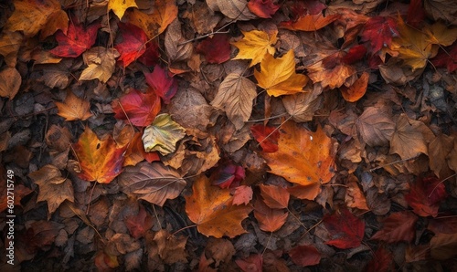  a bunch of leaves that are laying on the ground together. generative ai