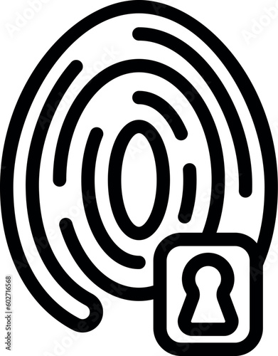 Key fingerprint icon outline vector. Scan print. Thumb scanner