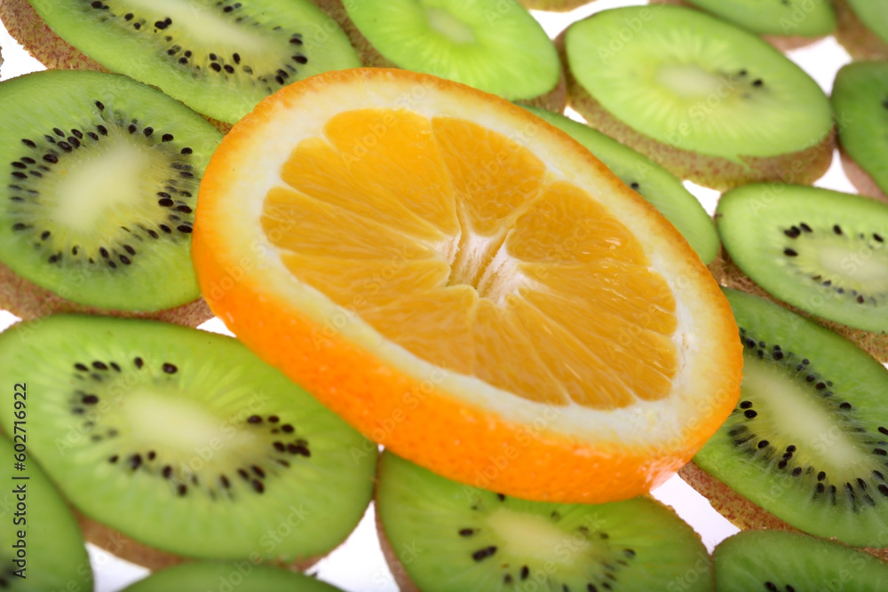 Fototapeta premium Background oranges and kiwi