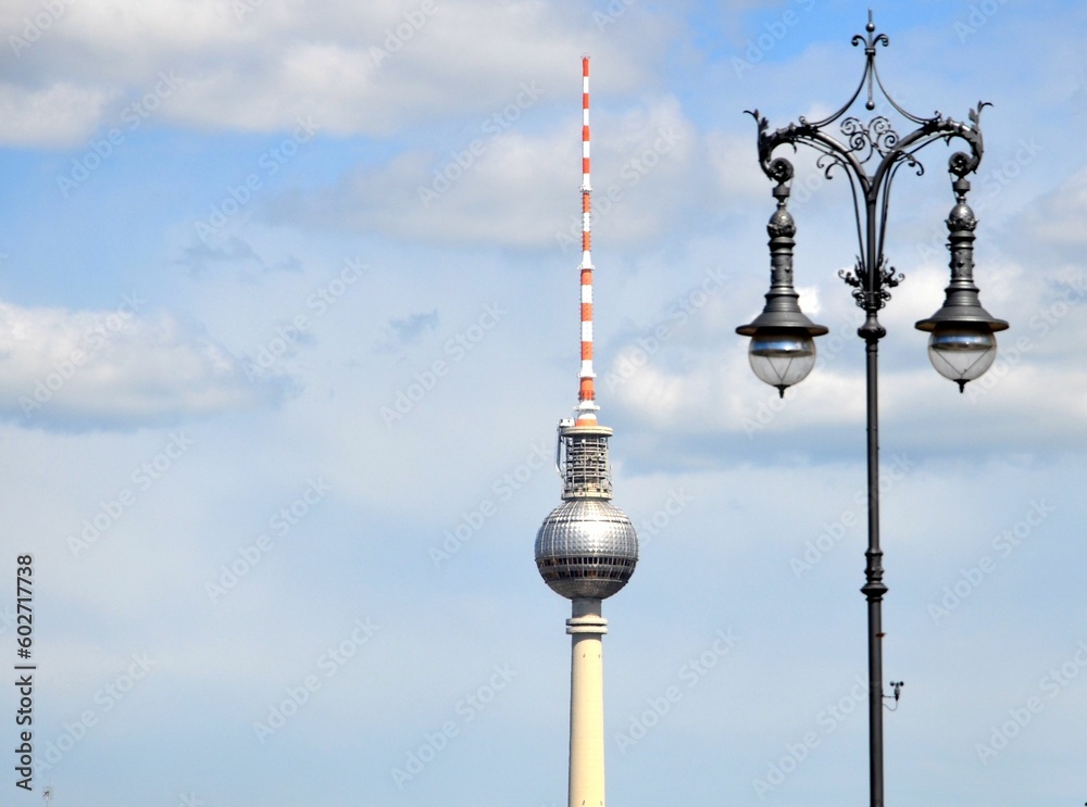 lantern with Berlin television tower in background