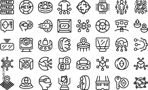 Wallpaper Mural Metaverse icons set outline vector. Future people. Digital virtual Torontodigital.ca