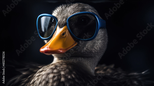 The Spectacled Quacker: A Visionary Duck. Generative AI photo