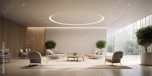 Elegant Modern Lobby Interior Design AI Generated Generative AI photo
