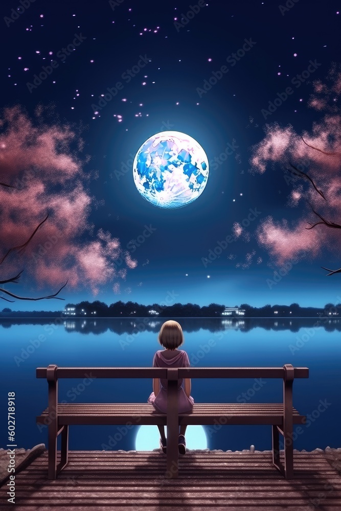 emotionally charged anime painting of very very young woman sitting alone  on park bench, looking at a photo album with tears in her eyes. Th... - AI  Generated Artwork - NightCafe Creator